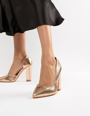 asos rose gold block heel