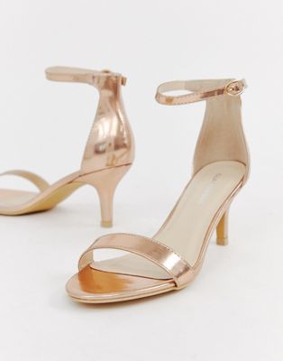 rose gold sandals kitten heel
