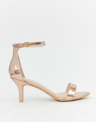 rose gold kitten heel sandals