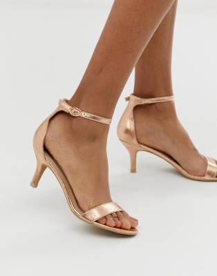 gold kitten heel evening shoes