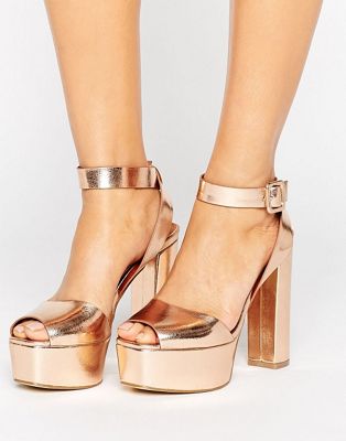 rose gold platform heels uk