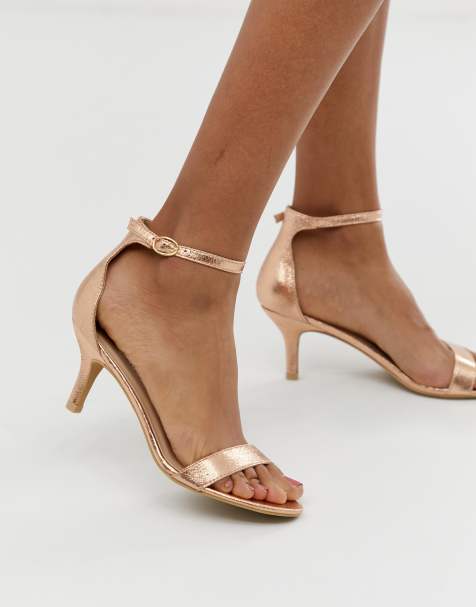 Glamorous – Roségoldene Sandalen mit mittelhohen Absätzen