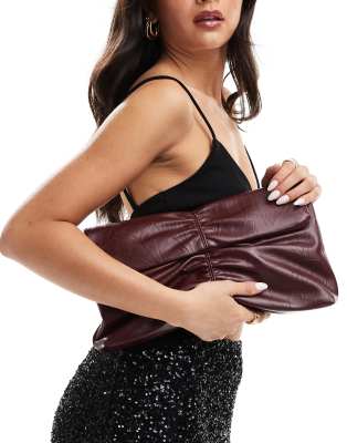 Shop Glamorous rouched clutch bag in burgundy Online – Trendy & Affordable Fashion