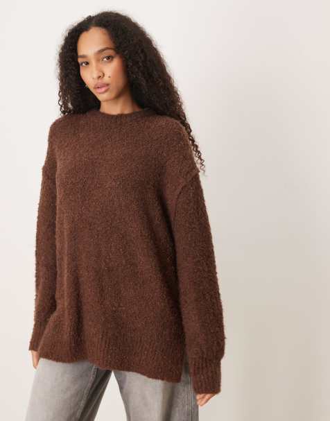 Glamorous Round neck jumper in chocolate brown