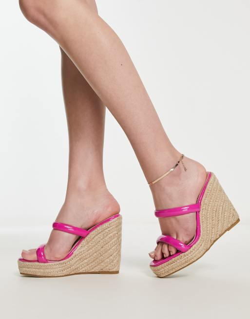 Glamorous – Różowe sandały espadryle na koturnie