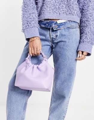 Glamorous ruched clutch bag in lilac-Purple