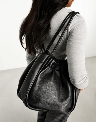 Glamorous ruched PU tote bag in black  - ASOS Price Checker