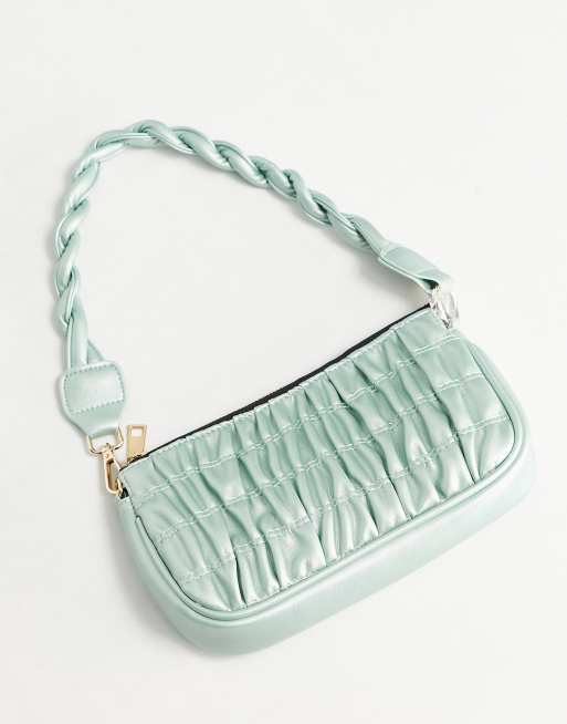 Glamorous ruched shoulder bag with braided strap detail