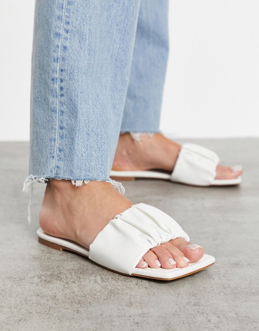 Glamorous ruched slides in white