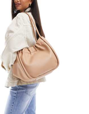 ruched tote bag in beige-Neutral