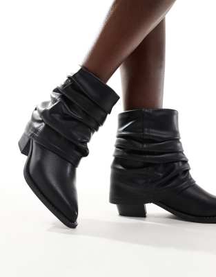  ruched western ankle boots 