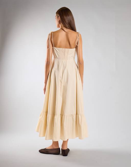 Glamorous Ruffle hem midi dress in bone, 4 of 4