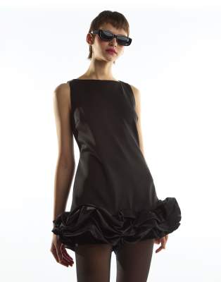 Glamorous Ruffle hem playsuit in black