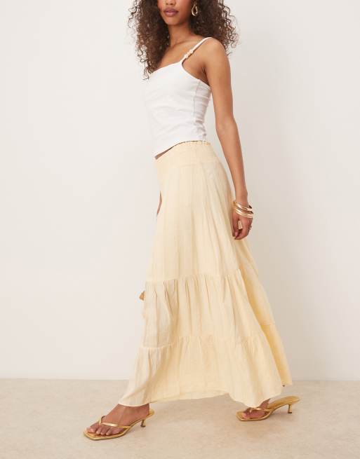 Glamorous ruffle midi skirt in pale lemon, 5 of 5