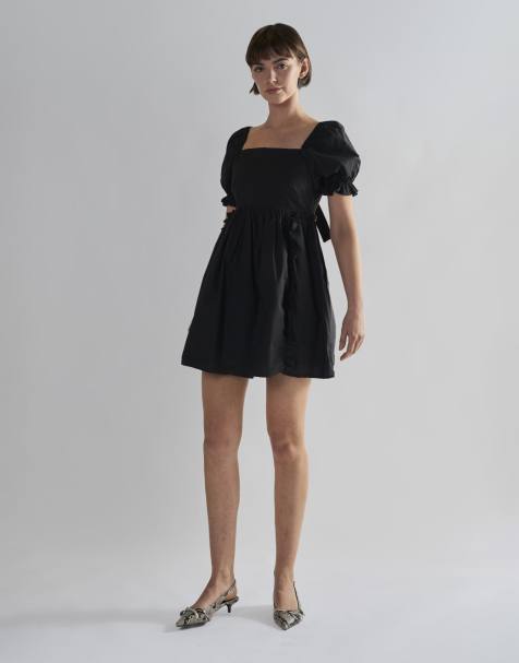 Glamorous Ruffle trim babydoll mini dress in black - view 1
