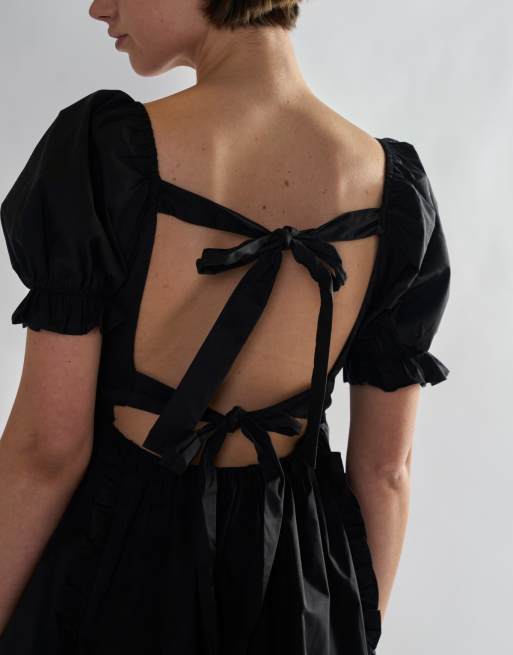 Glamorous Ruffle trim babydoll mini dress in black, 2 of 4