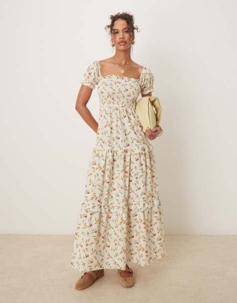 Glamorous - Rynket maxikjole med frugtprint - view 1