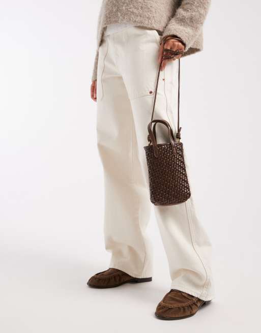 Glamorous - Sac bandoulière effet tressé pour téléphone - Marron foncé, 3 de 4