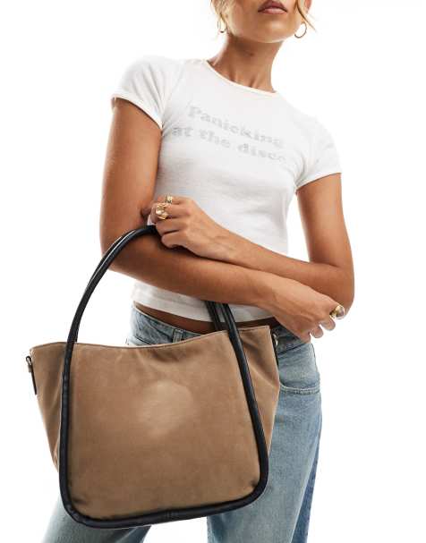 Glamorous - Sac porté épaule à passepoils contrastants - Beige délavé - view 1