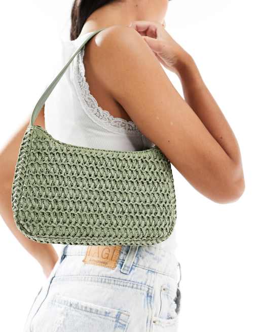 Glamorous - Sac porté épaule au crochet - Vert sauge