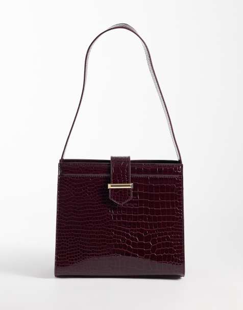 Glamorous - Sac porté épaule effet croco - Bordeaux - view 1