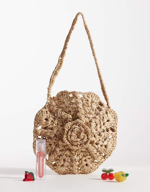Glamorous - Sac porté épaule en paille avec détail fleur - Neutre, 2 de 4