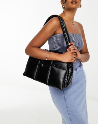 Glamorous quilted nylon shoulder bag in black  - ASOS Price Checker