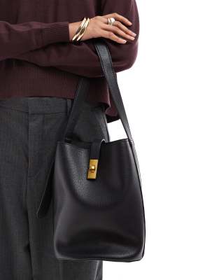 Glamorous - Sac seau avec détail doré - Noir