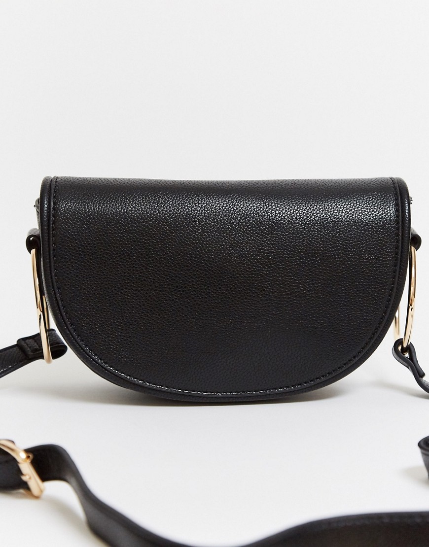 Glamorous saddle bag with tassel detail in black