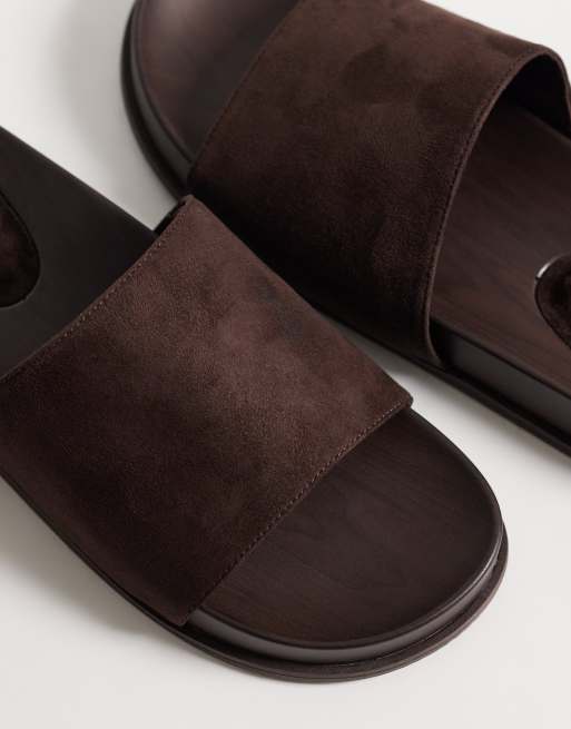 Glamorous – Sandalen aus Wildlederimitat in Braun mit Fußbett, 3 von 4