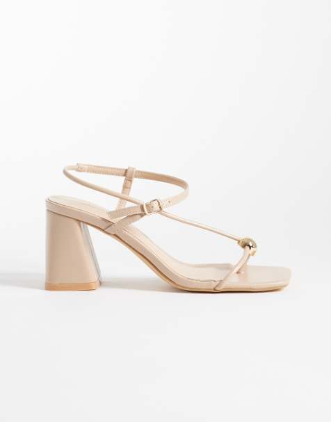 Glamorous - Sandalen met blokhak en metalen detail in beige - view 1