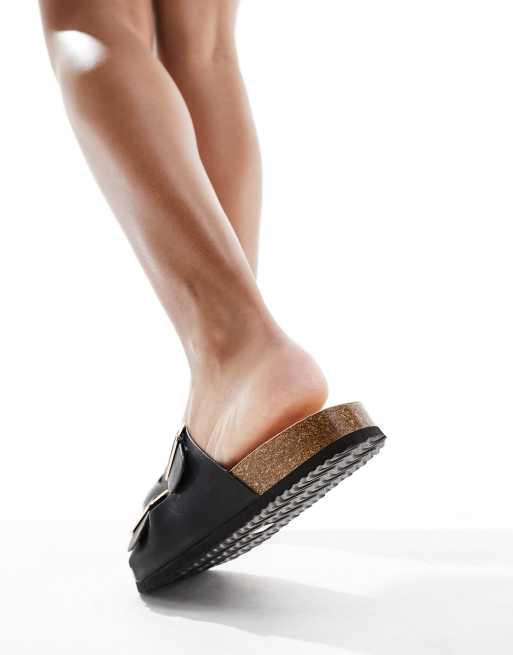 Glamorous - Sandalen met dubbele bandjes en voetbed in zwart, 3 van 4