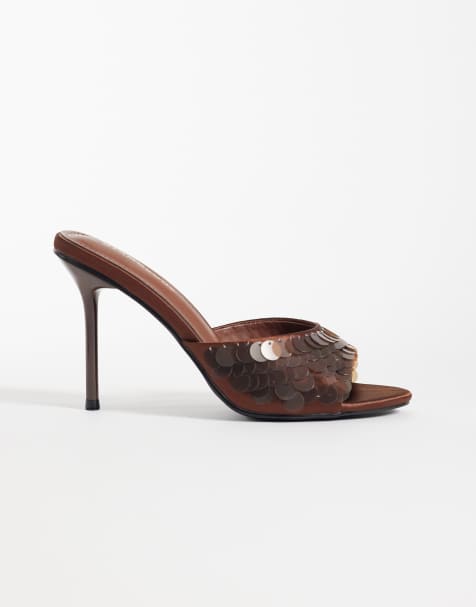 Glamorous - Sandalen met hak en lovertjes in bruin - view 1