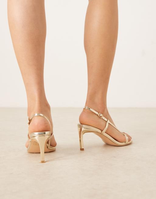 Glamorous - Sandalen met hak en smalle bandjes in goud metallic, 3 van 4