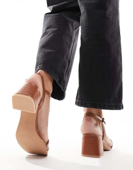 Glamorous - Sandalen met lage blokhak in lichtbruin, 3 van 4