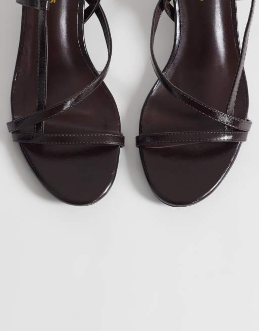 Glamorous - Sandalen met smalle bandjes en kittenhak in bruin , 4 van 4