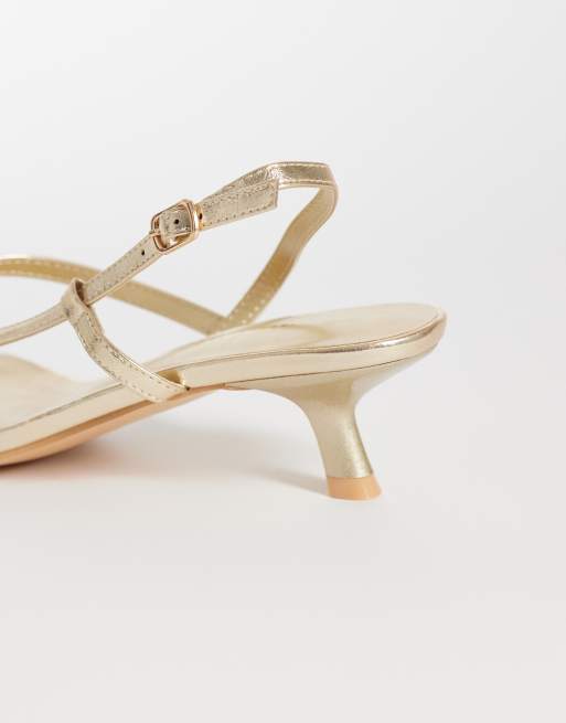 Glamorous - Sandalen met smalle bandjes en kittenhak in goud, 4 van 4