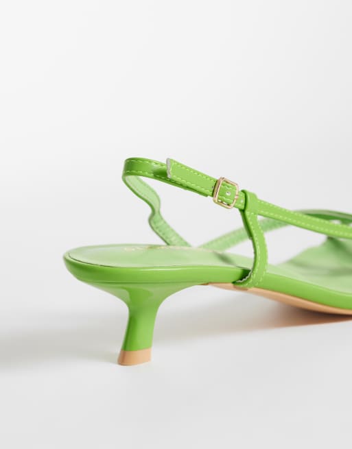 Glamorous - Sandalen met smalle bandjes en kittenhak in groen, 2 van 4