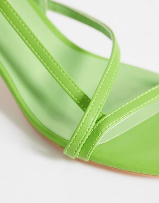 Glamorous - Sandalen met smalle bandjes en kittenhak in groen, 4 van 4