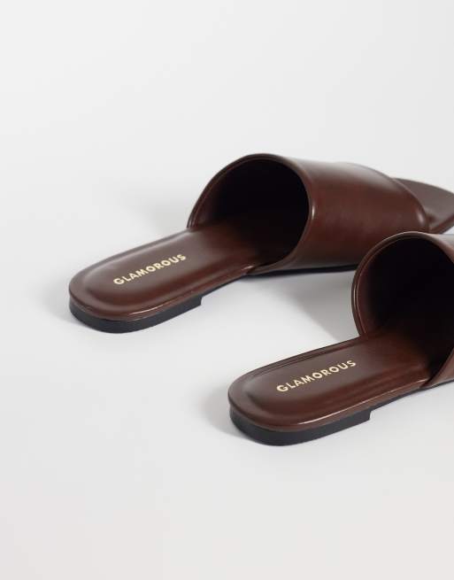 Glamorous – Sandalen zum Hineinschlüpfen in Schokoladenbraun, 3 von 4