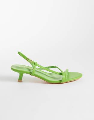 Sandales à petit talon et lanières fines - Vert 37