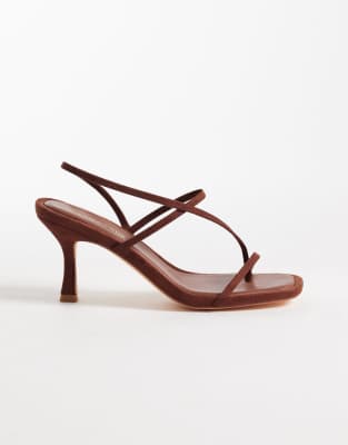 Sandales à talon minimalistes en suédine - Marron-Brown 36
