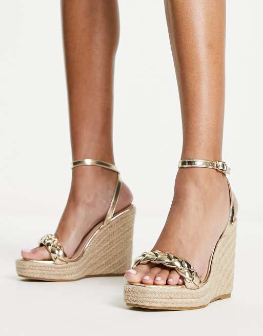 Glamorous Sandales compens es talon fa on espadrille Dor ASOS