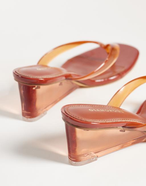 Glamorous sandales compensées marron en jelly, 4 de 4