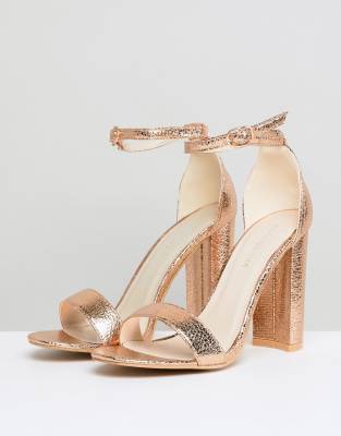 Glamorous - Sandales minimalistes à talons carrés - Or rose | ASOS
