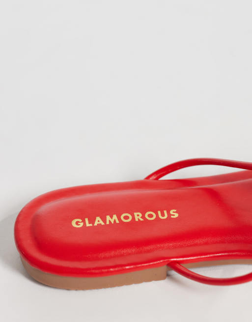 Glamorous - Sandales plates à détail doré - Rouge, 4 de 4