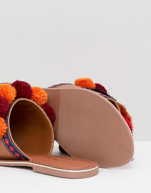 Sandales a outlet pompons multicolores