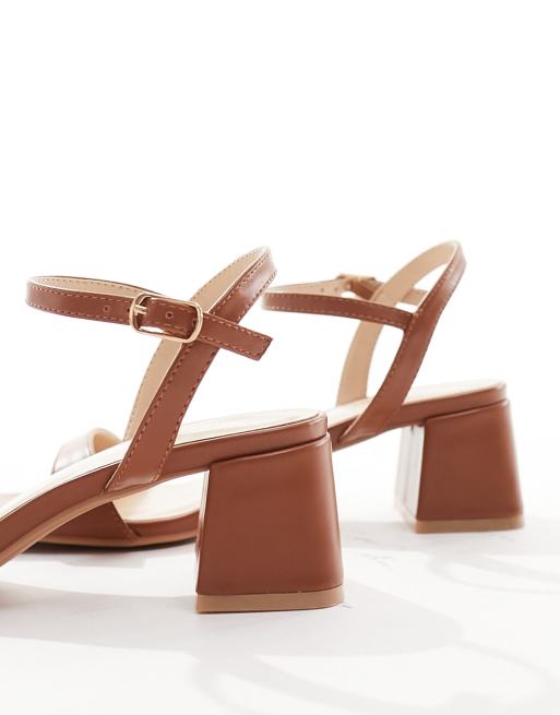 Glamorous – Sandaletten in Hellbeige mit niedrigem Blockabsatz, 4 von 4