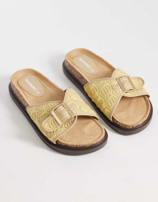 Glamorous - Sandali bassi intrecciati colore naturale