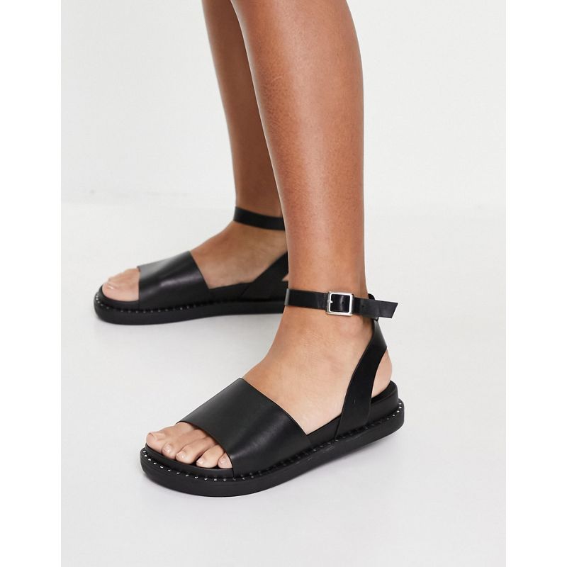 9NCiw Scarpe Glamorous - Sandali bassi neri con suola spessa e cinturino alla caviglia